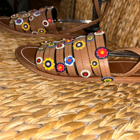 Tory Burch Marguerite Beaded Strappy Flat Sandal Sz 6.5 - Picture 4 of 6